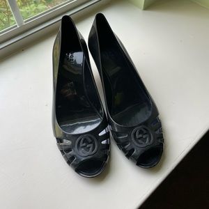 Gucci Black Wedge Jellies